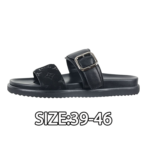 Louis Vuitton Two-strap Slippers Black Warrior Patchwork
