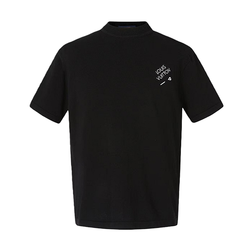 Solid Color Crew Neck Short Sleeve T-Shirt With Logo On Chest