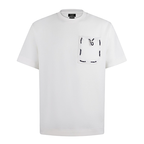 Crew Neck Satin Ribbon Drawstring Patch Pocket Short-Sleeve T-Shirt