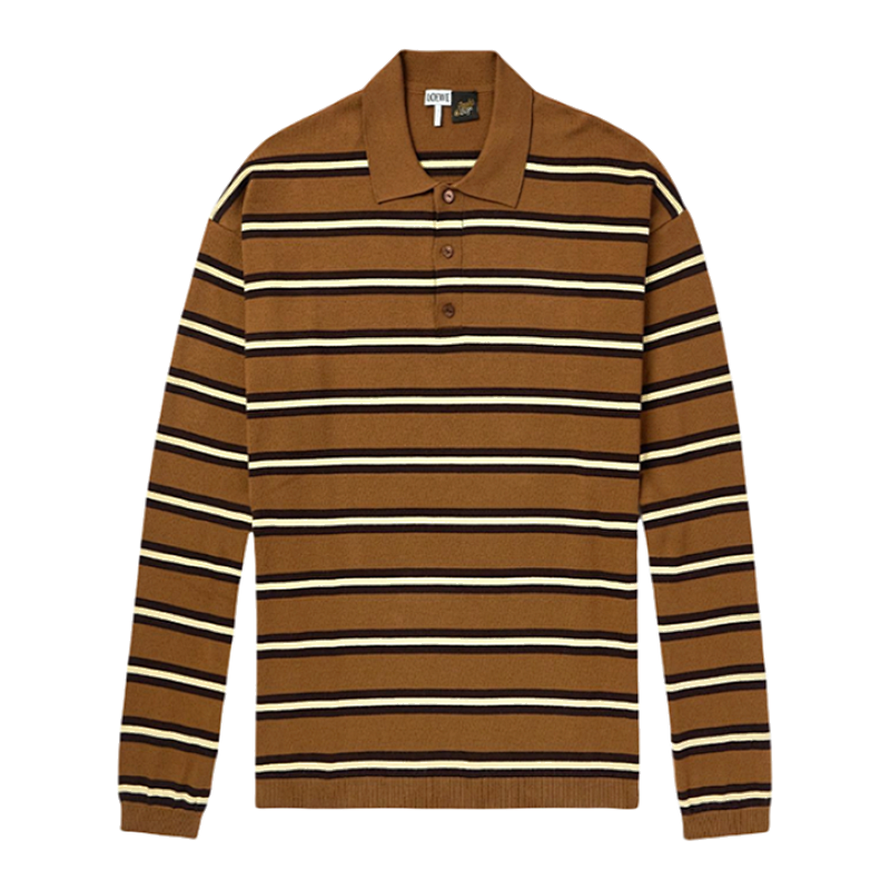 Striped Knit Polo Shirt