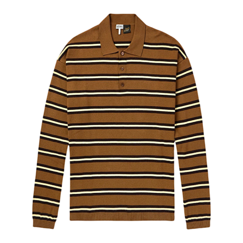 Striped Knit Polo Shirt
