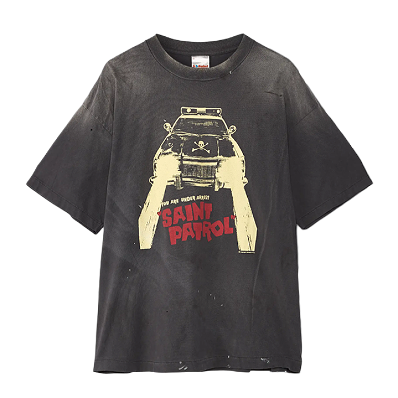 Hell Police Car Patrol Print Short-Sleeve T-Shirt