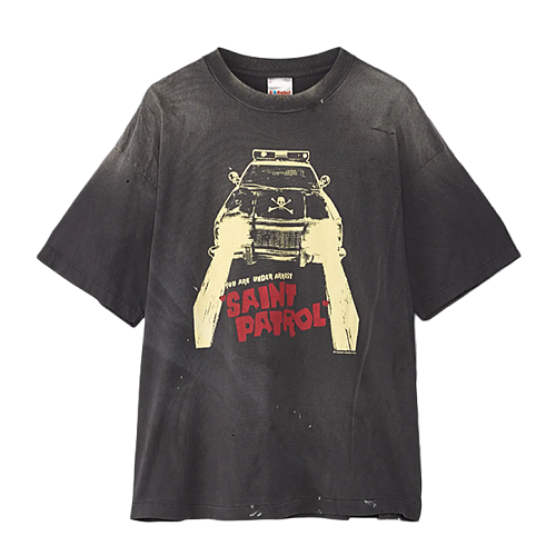 Hell Police Car Patrol Print Short-Sleeve T-Shirt