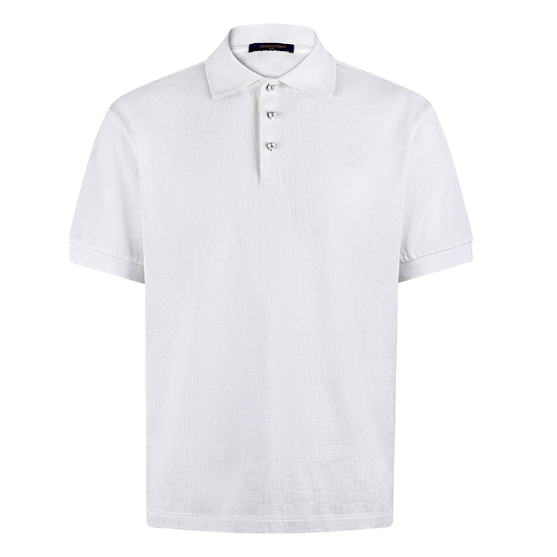 Cotton Embroidered Jacquard Check Polo Shirt