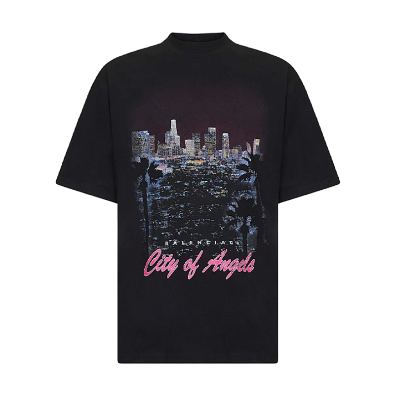 Urban Nightscape Print Short-Sleeved T-shirt