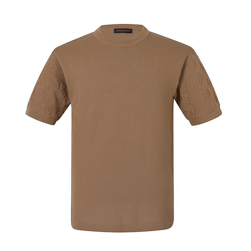 Cotton Jacquard Crew-Neck Short-Sleeve T-Shirt