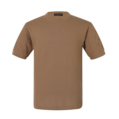 Cotton Jacquard Crew-Neck Short-Sleeve T-Shirt