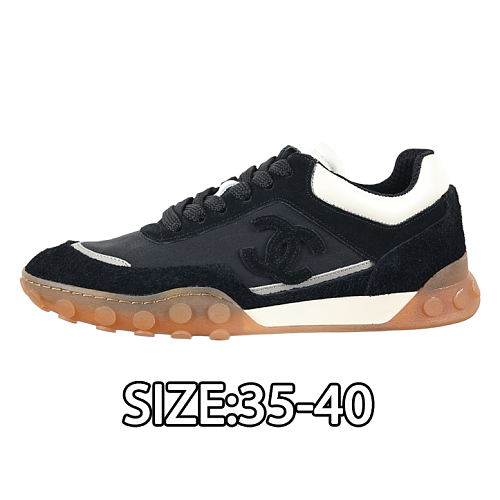 Calfskin & Suede Round-Toe Lace-Up Casual Shoes Black