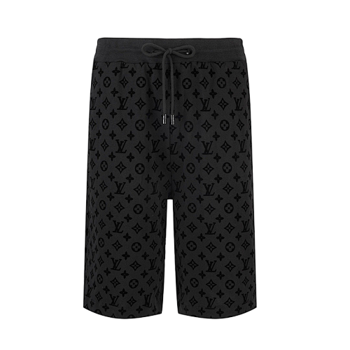 Louis Vuitton Terry Embroidered Short-Sleeveflocked Monogram Print Shorts