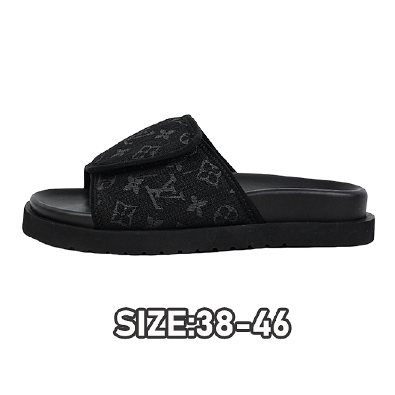 Miami Damier Round Toe Flip Flops Black