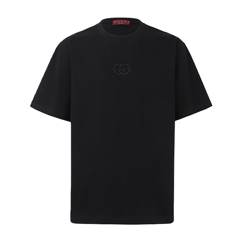 Cotton Embroidered Letter Pattern Crew Neck Short Sleeve T-Shirt