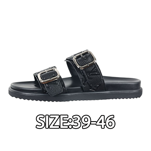 Louis Vuitton Two-strap Flip-flops Black Warrior Full Leather Embossed