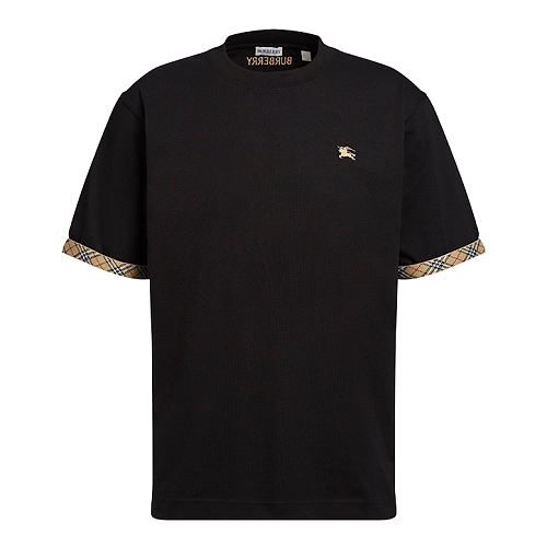 Cotton T-shirt With Embroidered Logo And Checkered Decoration