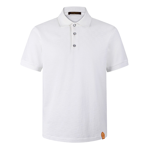 Damier Silk Cotton Piqué Polo Shirt