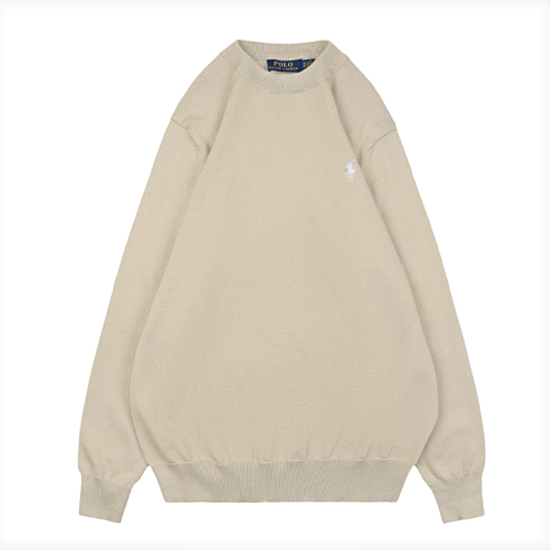 RL 25Fw Pony Logo Crew Neck Sweater - Khaki