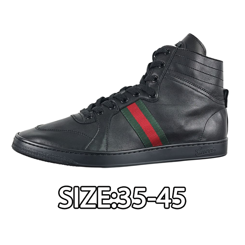 Gucci Leather High-Top Sneakers Black