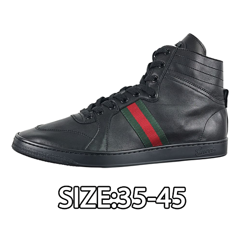 Gucci Leather High-Top Sneakers Black