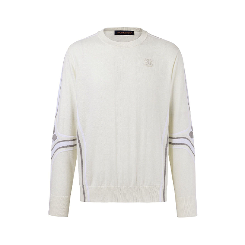 Ski Collection Letter Sleeve Floral Knit Sweater
