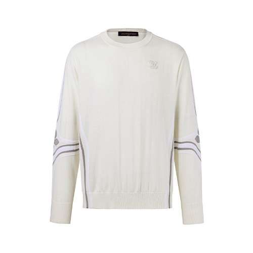 Ski Collection Letter Sleeve Floral Knit Sweater
