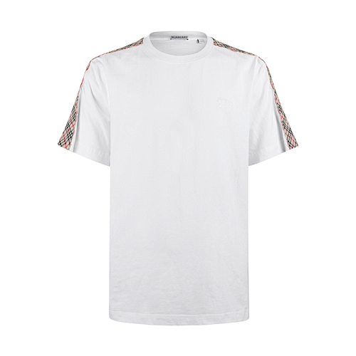 Plaid-Trimmed Cotton T-Shirt