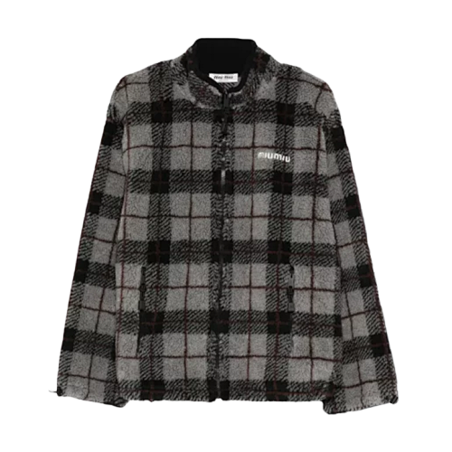 Miu Miu Plaid Velvet Solid Color Coat
