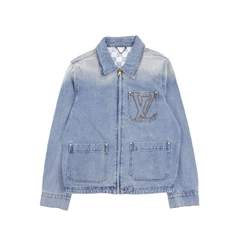 Louis Vuitton Denim Jacket With Exposed Pocket Stitching And Monogram Zipper