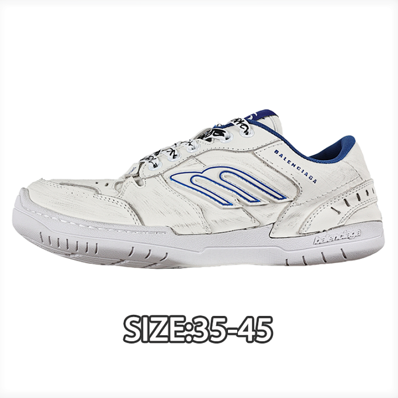 Balenciaga Hamptons Hand-Distressed Cowhide Leather Vintage Round-Toe Lace-Up Low-Top Casu