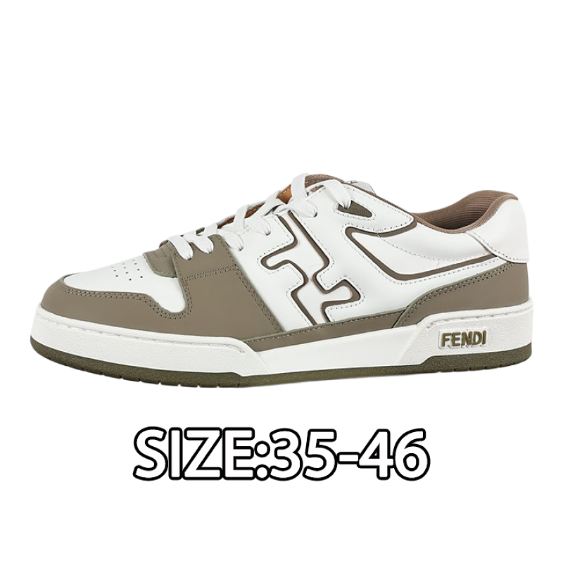 Fendi Fashion Sneakers In White Khaki And Brown