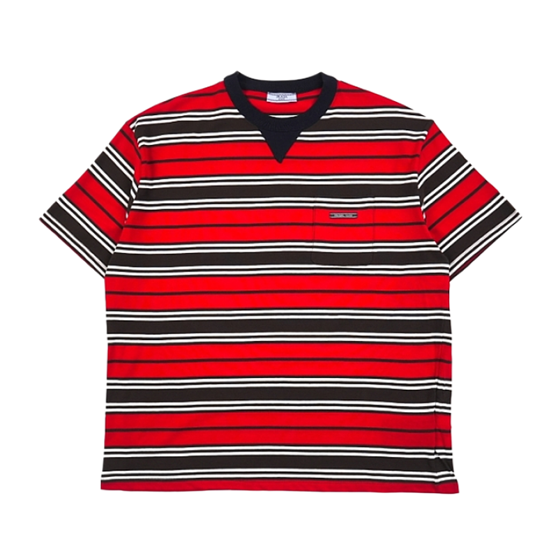 Striped Drop-Shoulder Short-Sleeve Top Red