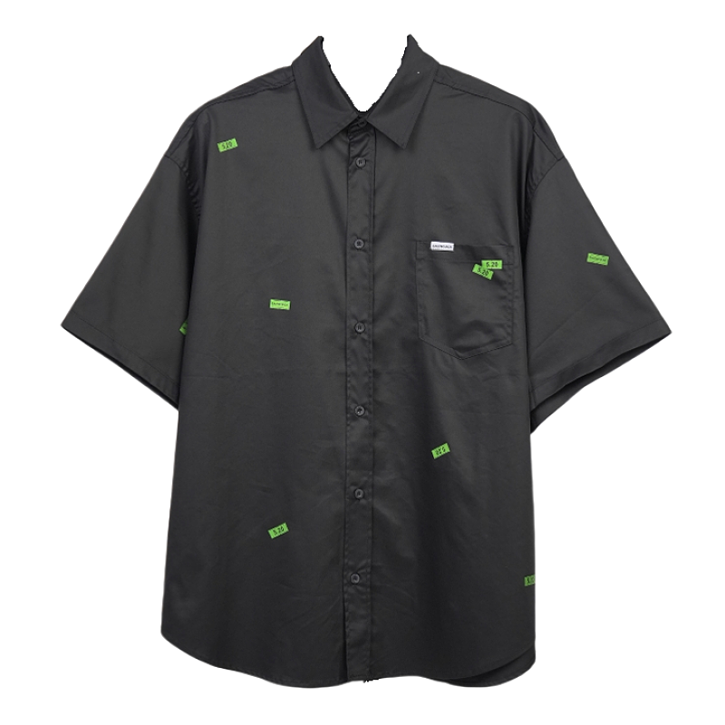 Label Sticker Print Short Sleeve Shirt