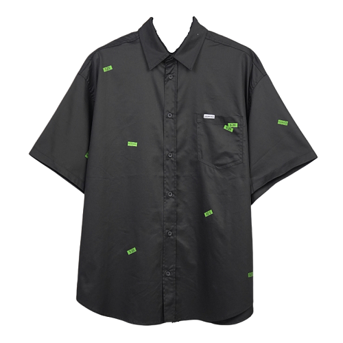 Label Sticker Print Short Sleeve Shirt