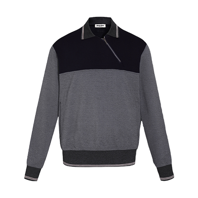 Contrast Color Long Sleeve Side Zip Sweatshirt Item