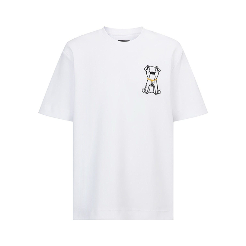 Fendi Cartoon Puppy Appliqué Embroidered Short-sleeved Shirt
