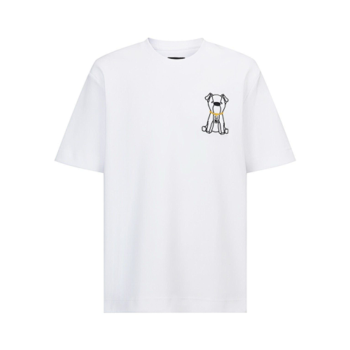 Fendi Cartoon Puppy Appliqué Embroidered Short-sleeved Shirt