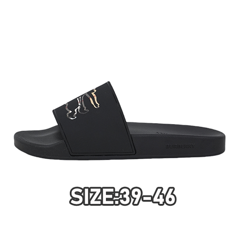 B Vintage Horse Logo Black Slippers