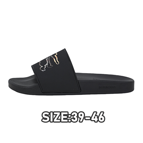 B Vintage Horse Logo Black Slippers