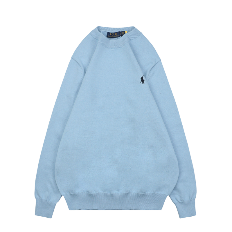 RL 25Fw Pony Logo Crew Neck Sweater - Blue