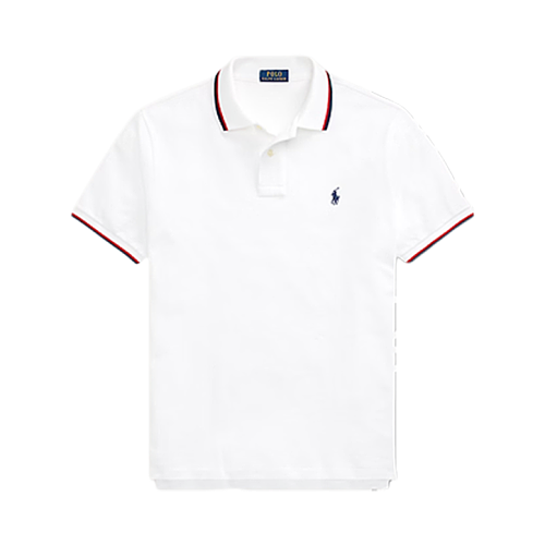 Red And White Trim Jacquard Collar Polo Short Sleeve
