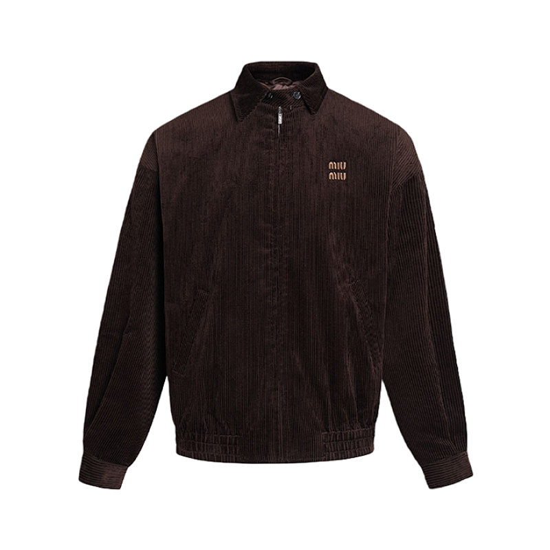 Letter Embroidery Corduroy Jacket