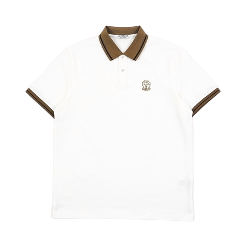 Off-White Contrast-Collar Polo Shirt