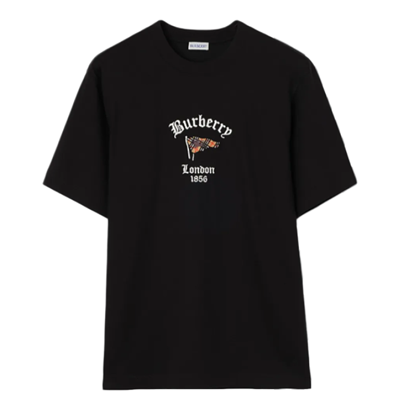 Early Spring Plaid Flag And Horse Embroidered T-shirt