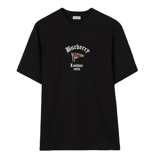 Early Spring Plaid Flag And Horse Embroidered T-shirt