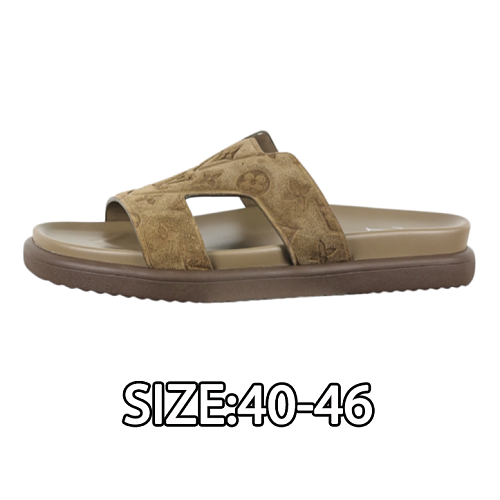 Louis Vuitton Round-toe Flat Mules Flip-flops Men's Brown