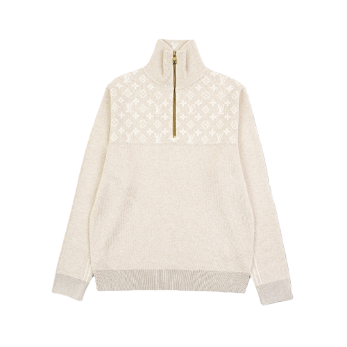 Monogrammed Jacquard Half-zip Sweater