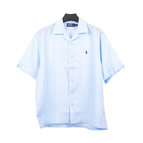 Off-White Polo Horse Embroidered Linen Short-sleeved Shirt