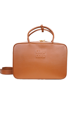 Miumiu Leather Zipper Open Handbag Brown
