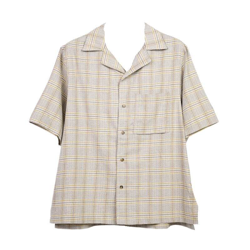 Plaid Cuban Collar Short-Sleeve Shirt