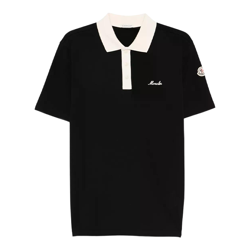 Embroidered Color-block Short-Sleeve Polo Shirt With Snap Buttons