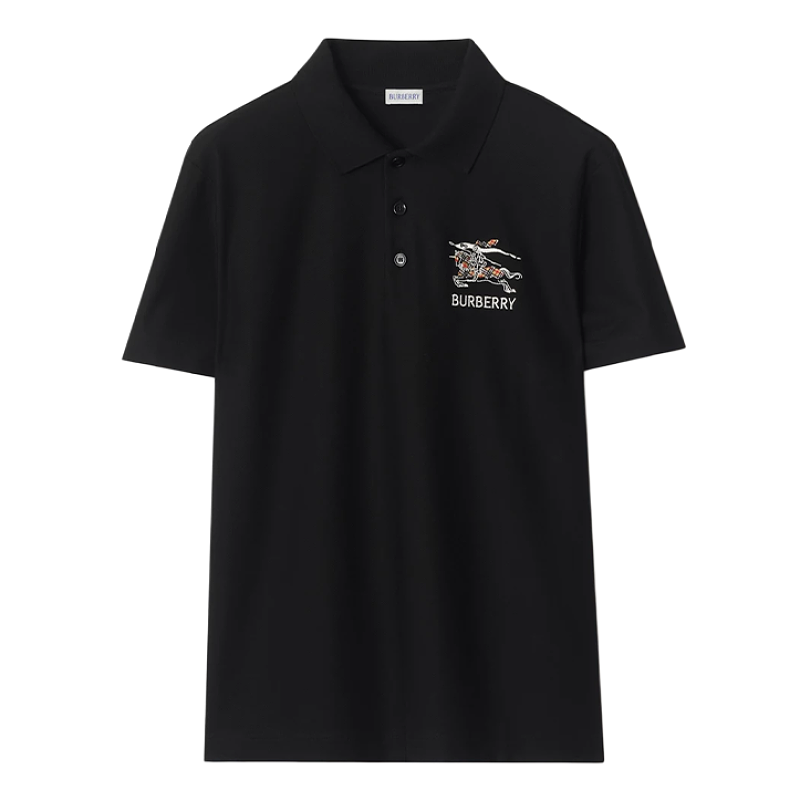 Chain-patterned Polo Shirt With Horse Riding Motif