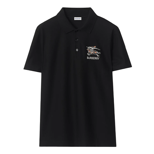 Chain-patterned Polo Shirt With Horse Riding Motif